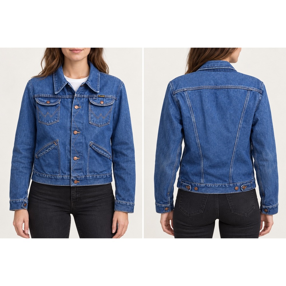 Vintage Wrangler No-Fault Denims Blue Jean Jacket Made in USA Women Medium Wash